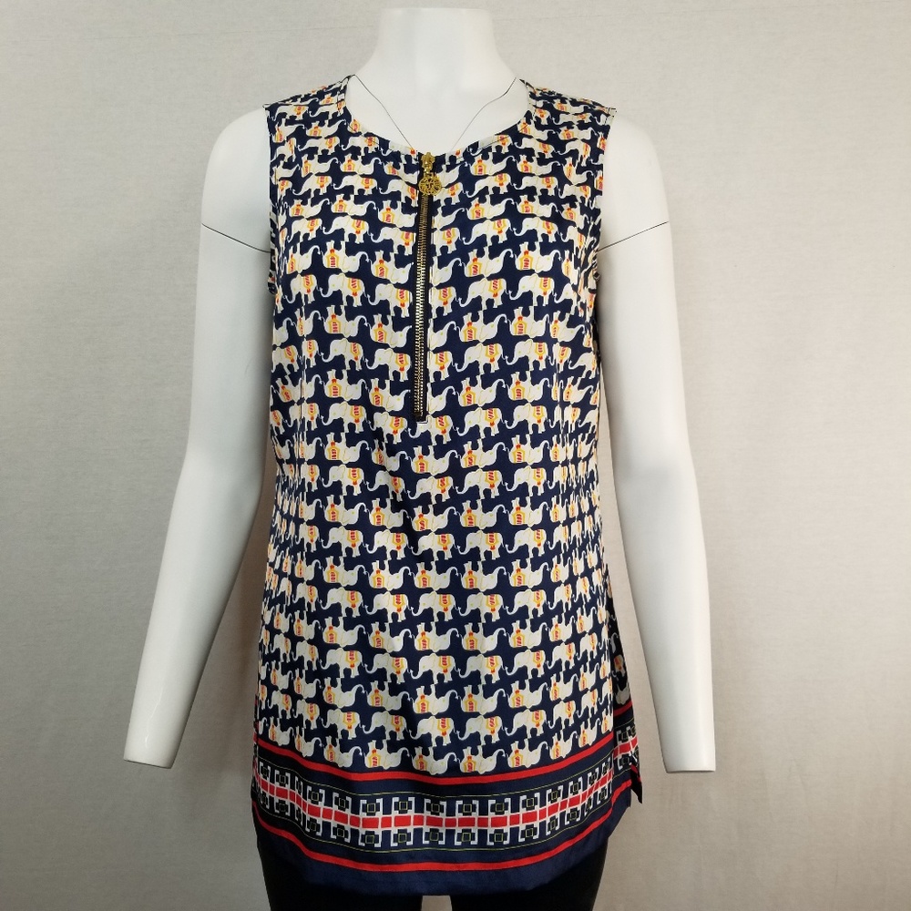 ANN KLEIN 🐘 Cute Sleeveless Elephant Pattern Tunic M